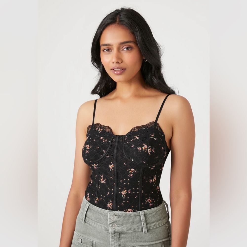 Floral Print Lace Bodysuit